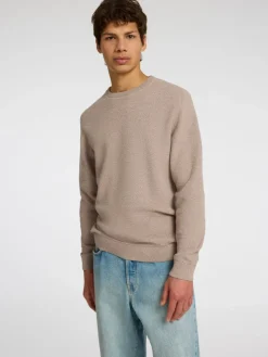 Selected Miesten Neulepusero ROSS LS KNIT STRUCTURE NOS ORGANIC COTTO, Oatmeal Greige