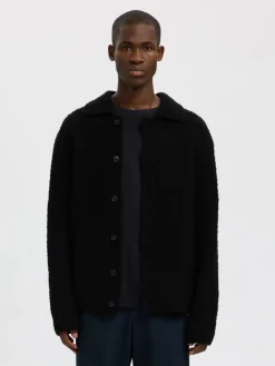 Selected miesten neuletakki, LLOYD LS KNIT BOUCLE Black