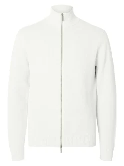 Selected Miesten Neuletakki, K DANE FULL ZIP Valkoinen