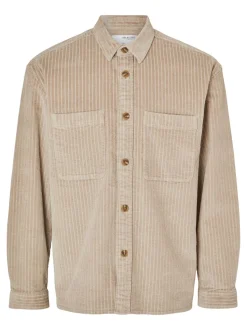 Selected miesten paita, K PEDER CORDUROY OVERSHIRT Beige
