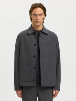 Selected miesten paitatakki SLHRELAX-MAGS HYBRID OVERSHIRT BLAZER EX, Asphalt