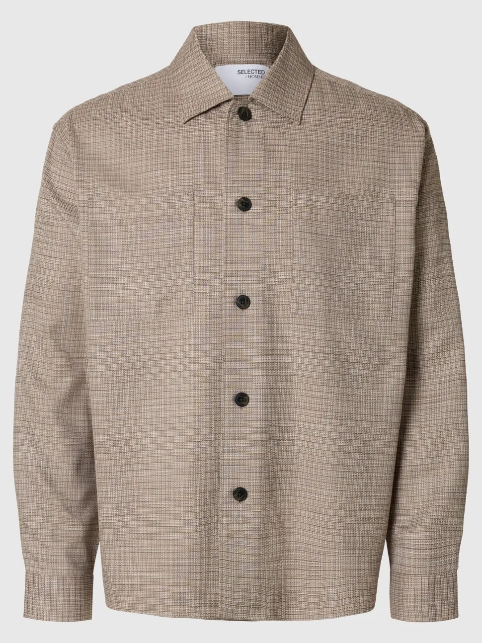 Selected miesten paitatakki, RELAX HENRY OVERSHIRT Ruskea Kuosi