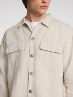 Selected miesten paitatakki, LEROY SUN OVERSHIRT Beige