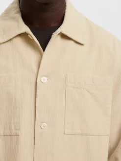 Selected miesten paitatakki, SLHREGTATE CORD OVERSHIRT Oatmeal