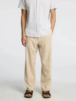 Selected miesten pellavasekoitehousut, K LOOSE BRODY LINEN PANT Beige
