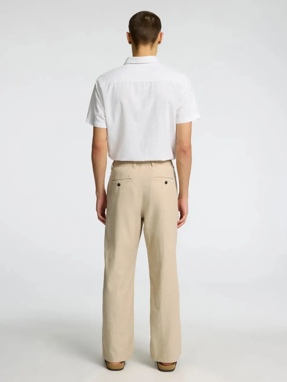 Selected miesten pellavasekoitehousut, K LOOSE BRODY LINEN PANT Beige