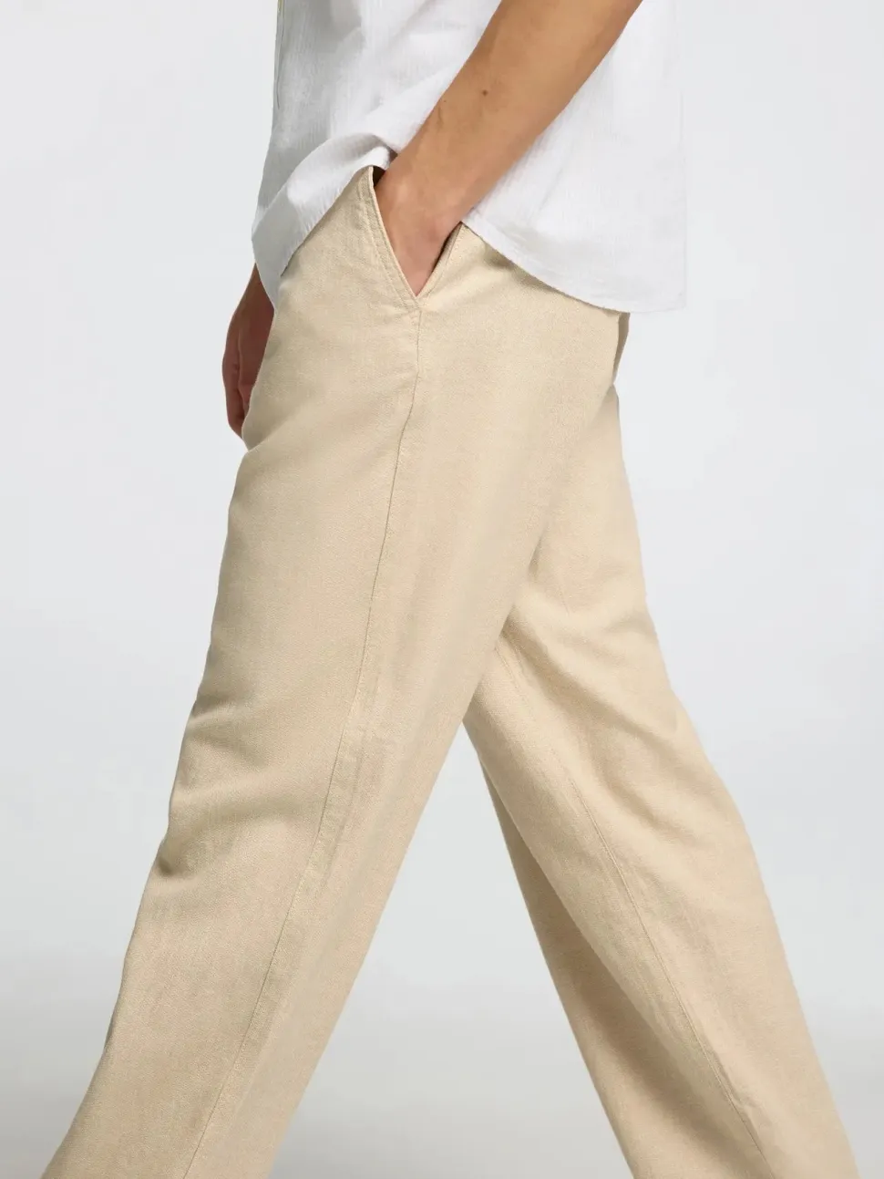 Selected miesten pellavasekoitehousut, K LOOSE BRODY LINEN PANT Beige