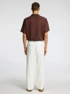 Selected miesten pellavasekoitehousut, K LOOSE BRODY LINEN PANT Valkoinen