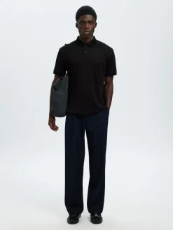 Selected miesten pikeepaita SLHFAVE Button SS Polo, musta