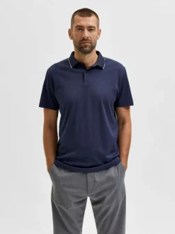 Selected Miesten Pikeepaita LEROY COOLMAX NOS VIILENTÄVÄ PIKEE Tummansininen