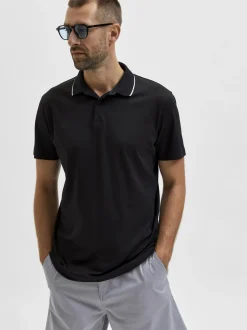 Selected Miesten Pikeepaita LEROY COOLMAX NOS VIILENTÄVÄ PIKEE Musta