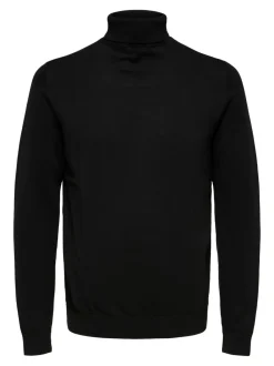 Selected Miesten Pooloneule Berg Roll Neck, Musta