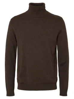 Selected, Miesten Pooloneule, Berg Roll Neck Tummanruskea