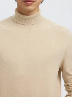 Selected, Miesten Pooloneule, Berg Roll Neck Oatmeal Melange