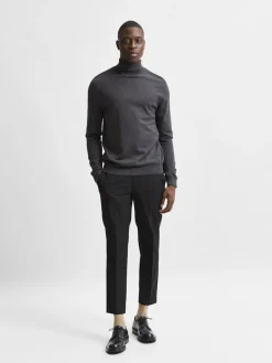 Selected miesten pooloneule Berg Roll Neck Noos, Antracit Melange