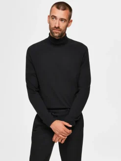 Selected, Miesten Pooloneule, Berg Roll Neck Musta