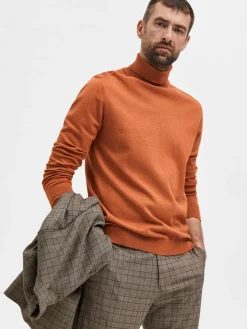 Selected, Miesten Pooloneule, Berg Roll Neck Oranssi
