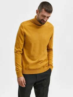 Selected, Miesten Pooloneule, Berg Roll Neck Keltainen