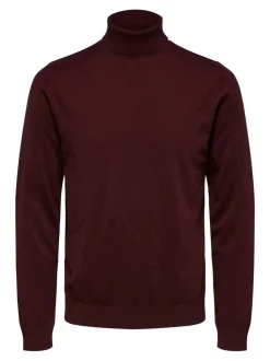 Selected, Miesten Pooloneule, Berg Roll Neck Viininpunainen