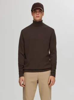 Selected, Miesten Pooloneule, Berg Roll Neck Tummanruskea