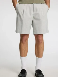 Selected miesten shortsit, REGULAR LEROY PLEAT SHORTS Vaaleanharmaa