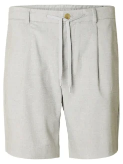 Selected miesten shortsit, REGULAR LEROY PLEAT SHORTS Vaaleanharmaa