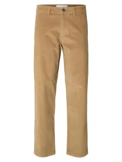 Selected miesten suorat housut Straight Miles vakosamettihousut, Kelp