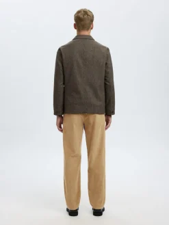 Selected miesten suorat housut Straight Miles vakosamettihousut, Kelp