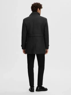 Selected Miesten Takki, REUBEN WOOL COAT Musta