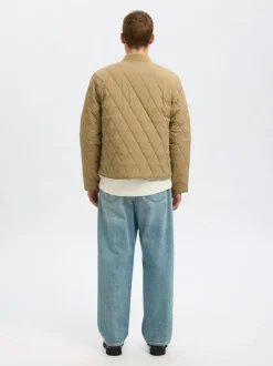 Selected miesten tikkitakki, ERIK QUILTED JACKET Beige
