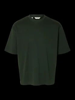 Selected miesten t-paita, LOOSE OSCAR SS O-NECK Deep Forest