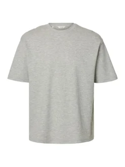 Selected miesten t-paita, LOOSE OSCAR SS O-NECK, Light Grey Melange