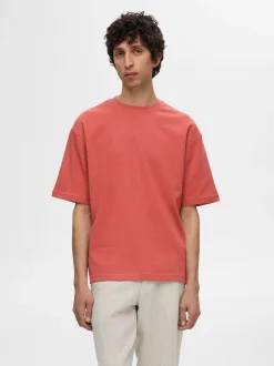 Selected miesten t-paita, LOOSE OSCAR SS O-NECK Punainen
