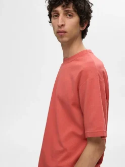 Selected miesten t-paita, LOOSE OSCAR SS O-NECK Punainen