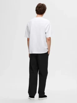 Selected miesten t-paita, LOOSE OSCAR SS O-NECK Bright White