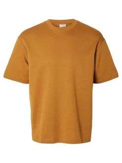 Selected miesten t-paita, LOOSE OSCAR SS O-NECK Oranssi