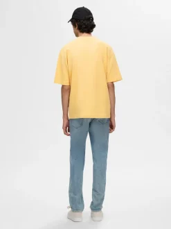 Selected miesten t-paita, LOOSE OSCAR SS O-NECK Keltainen