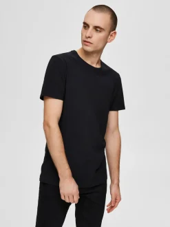 Selected, Miesten T-Paita, New Pima SS O-Neck Musta