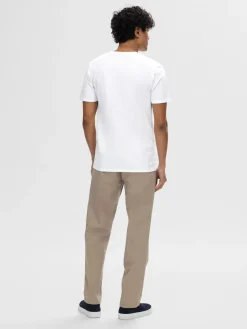 Selected Miesten T-paita, Pima Ss V-neck Bright White
