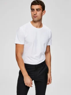 Selected Miesten T-paita, Pima Ss O-neck Valkoinen