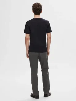 Selected Miesten T-paita, Pima Ss V-neck Black