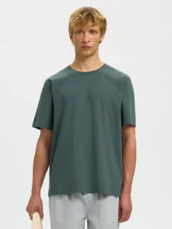 Selected miesten t-paita SLHATLAS SS O-Neck Tee, Balsam Green