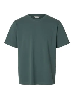 Selected miesten t-paita SLHATLAS SS O-Neck Tee, Balsam Green