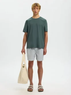 Selected miesten t-paita SLHATLAS SS O-Neck Tee, Balsam Green