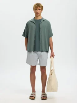 Selected miesten t-paita SLHATLAS SS O-Neck Tee, Balsam Green