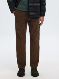 Selected miesten vakosamettihousut K STRAIGHT MILES CORD PANT NOS, ruskea