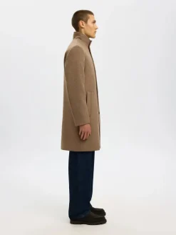Selected miesten villakangastakki, SLHRAINAR WOOL BLEND COAT Fallen Rock