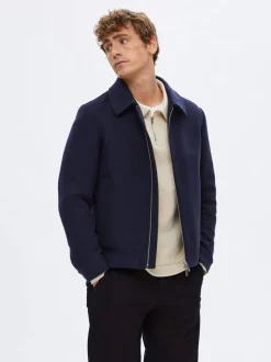 Selected Miesten Villakangastakki, FILIP WOOL JACKET Tummansininen