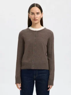 Selected naisten neuletakki, SLFTHEA LS KNIT MERINO CARDIGAN NOOS Delicioso