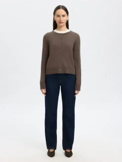 Selected naisten neuletakki, SLFTHEA LS KNIT MERINO CARDIGAN NOOS Delicioso